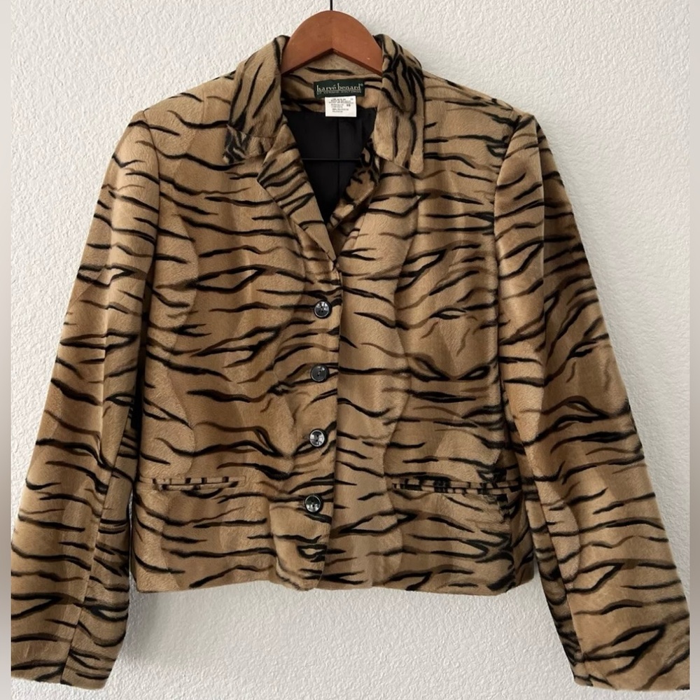 Harvé Benard Polyester Tiger Print Jacket Size 10